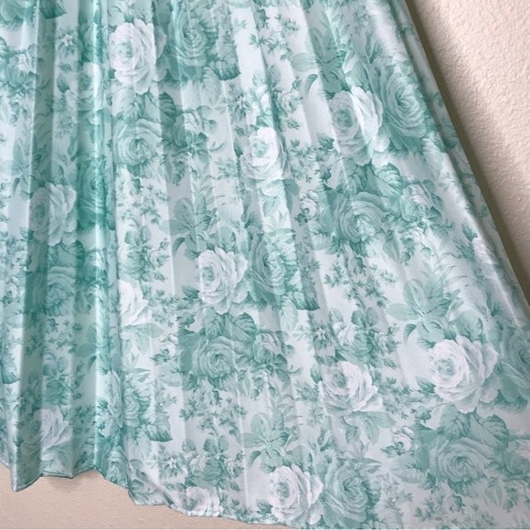 Vintage Pablo Collection Two Piece Skirt Jacket Top Mint Green Floral Women 12 - Picture 8 of 16